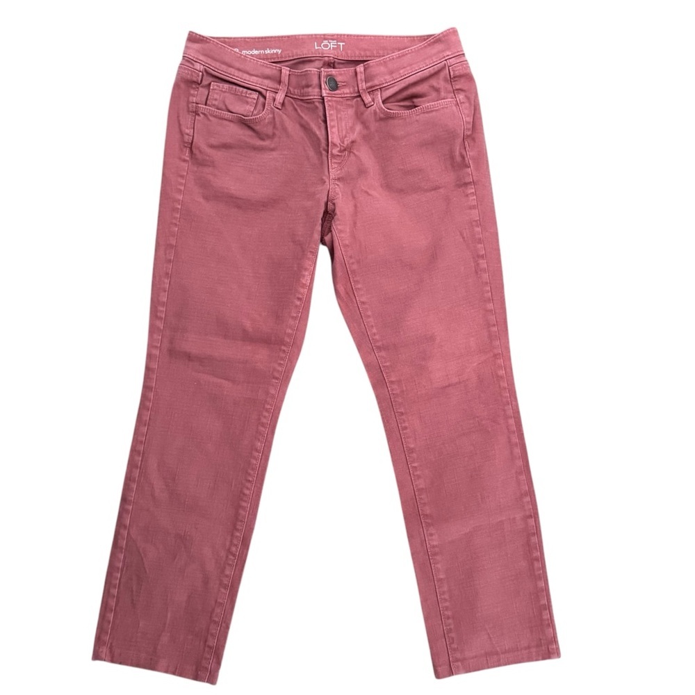LOFT Size 28/6P Dark Rose Modern Skinny Mid-Rise 5 Pocket Jeans Cotton-Spandex
